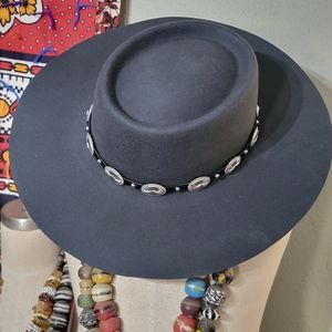 Womens Western Hat by Shyanne; Grey, leather hatband w/silver accents